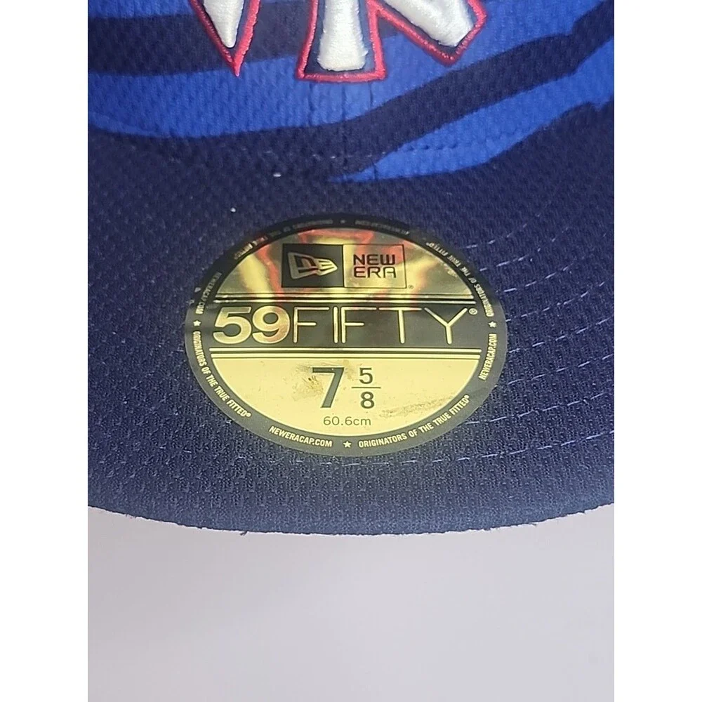 New York Yankees New Era 59Fifty Hat Cap USA Flag Blue Size 7 5/8